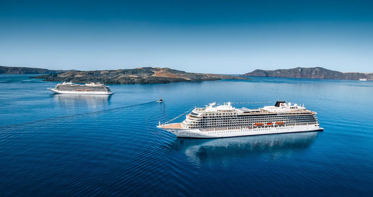 Viking Sea and Viking Star Meet in Santorini
